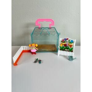 Vtg 80s 90s My Little Garden Mini Doll Play-set w Carry Case Travel Type